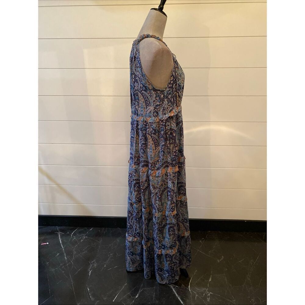 Caroline Constas Blue Paisley Halter Cotton Long Boho Maxi Dress M NWT/002 - Picture 5 of 13